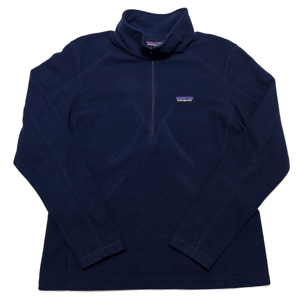 Patagonia Micro D 1/4 Zip Women L Navy Excellent Fleece Pullover 26278